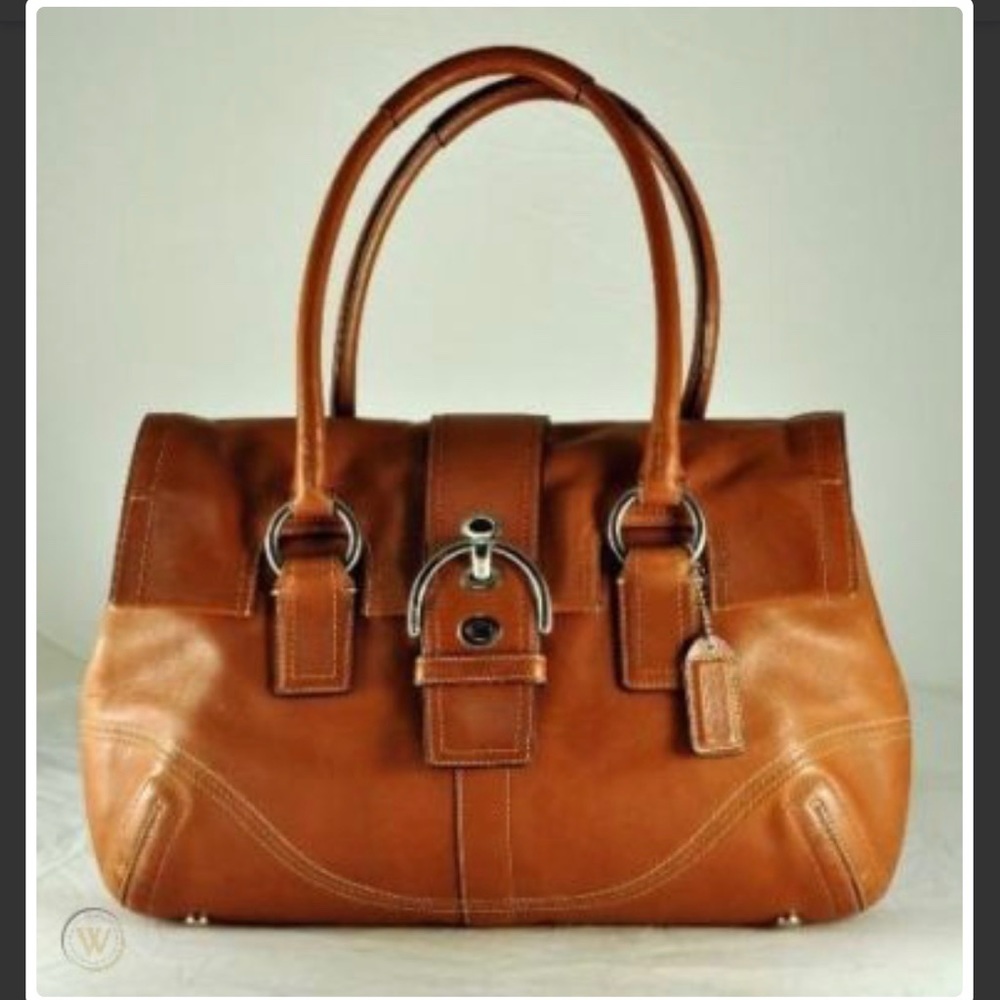 Coach Soho Flip Leather Satchel Bag, Whiskey Color